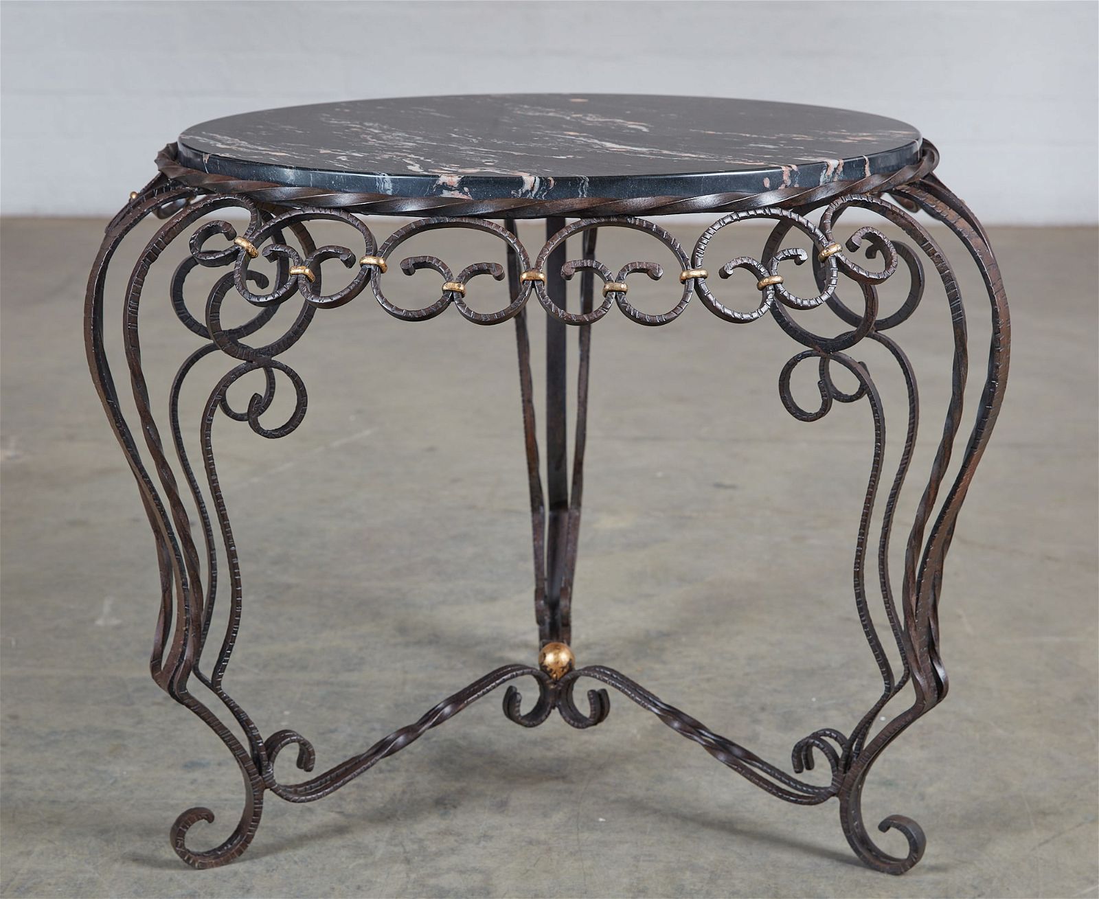 AN ART DECO WROUGHT IRON AND MARBLE 2fb3a93
