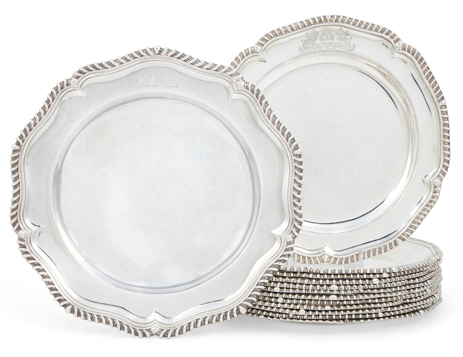 TWELVE GEORGE III STERLING SILVER DINNER