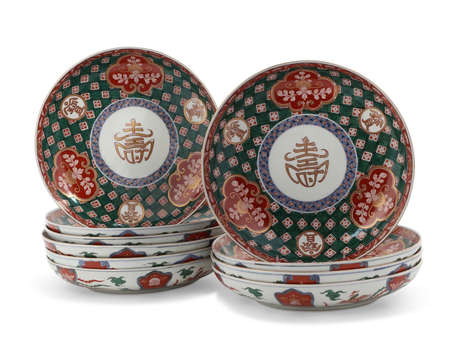 A SET OF TEN JAPANESE IMARI PORCELAIN