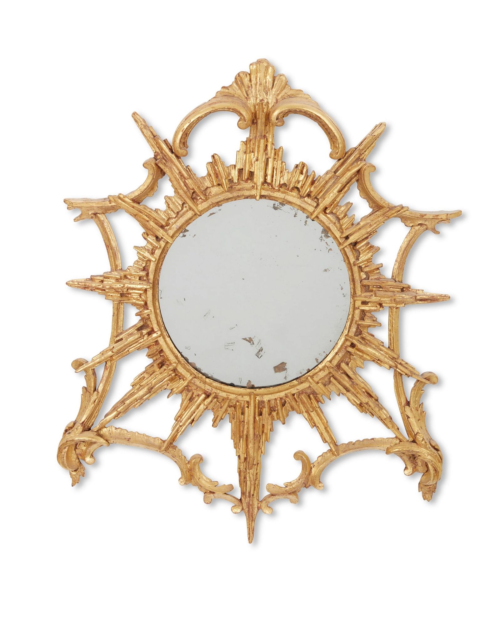 AN UNUSUAL GEORGE III GILTWOOD MIRRORAn