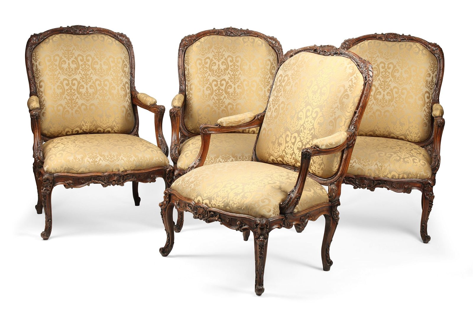 FOUR LOUIS XV STYLE CARVED BEECHWOOD 2fb3d09