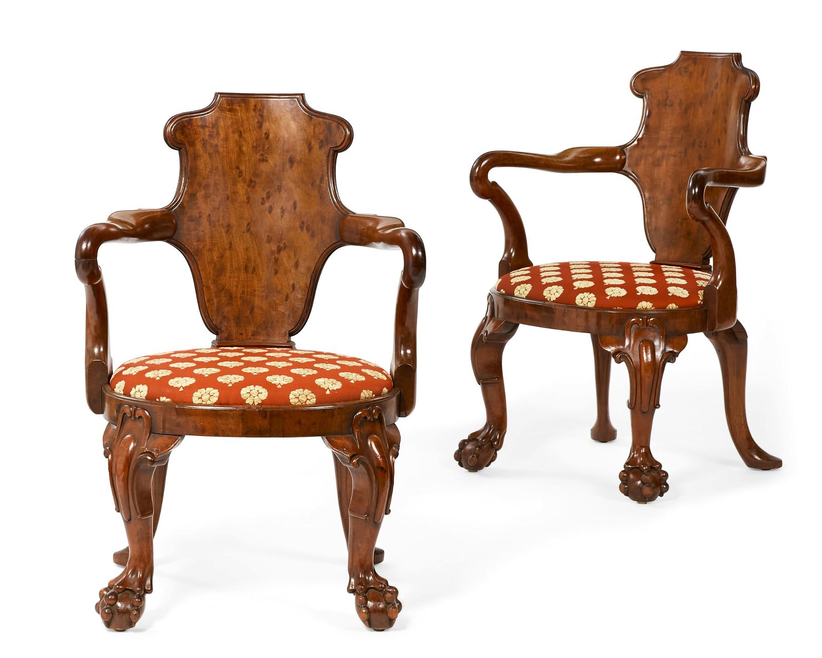 A PAIR OF GEORGE II STYLE ARMCHAIRSA 2fb3cb5