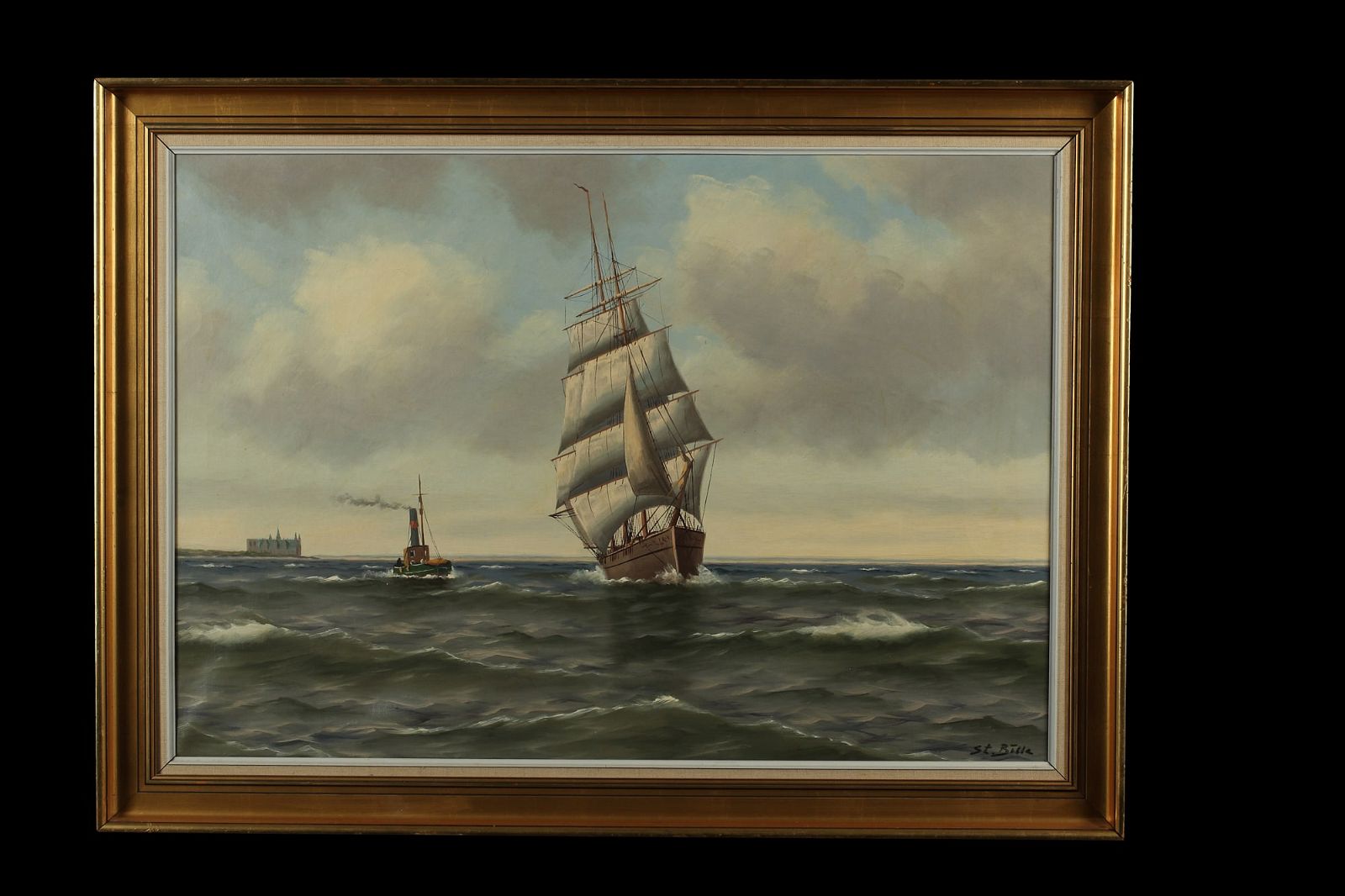 STEN BILLE, A YACHT AND STEAMER IN CHOPPY