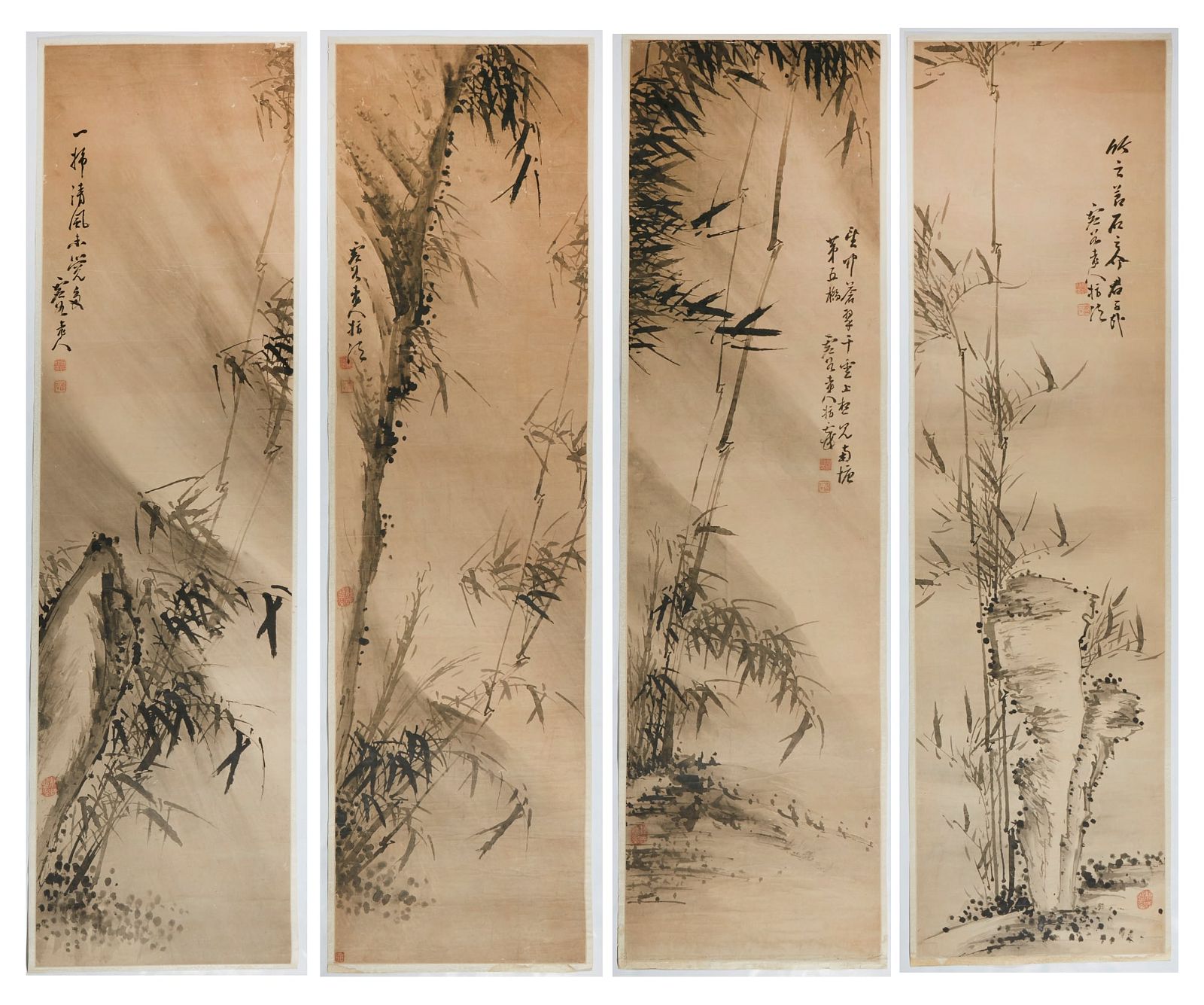 A GROUP OF FOUR INK BAMBOO PAINTINGSA 2fb3d48