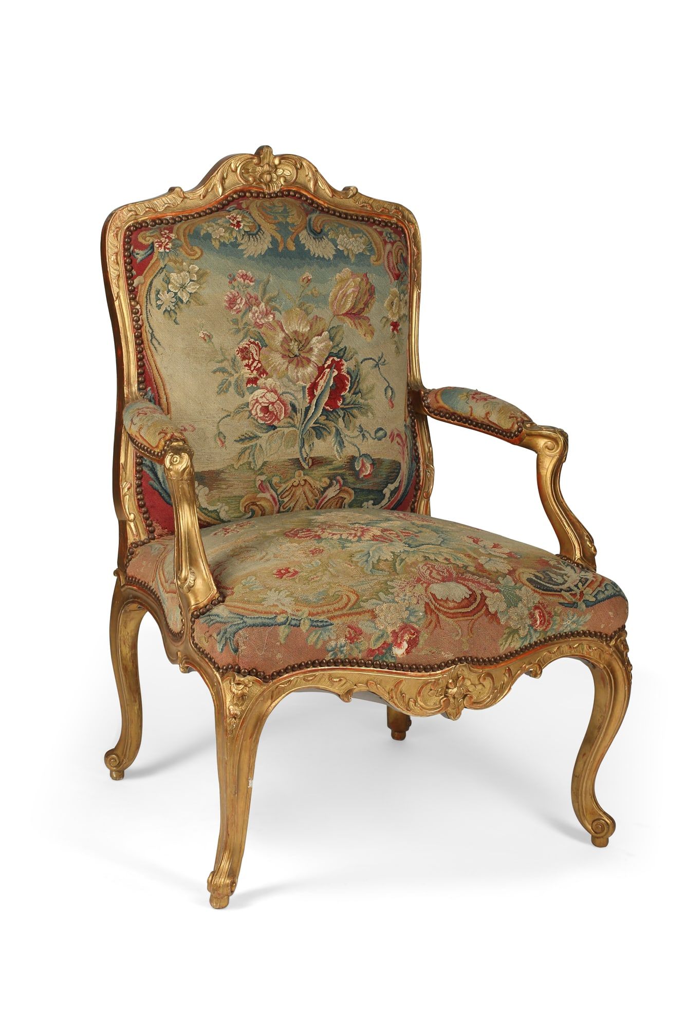 A LOUIS XV STYLE NEEDLEPOINT UPHOLSTERED 2fb3d9e