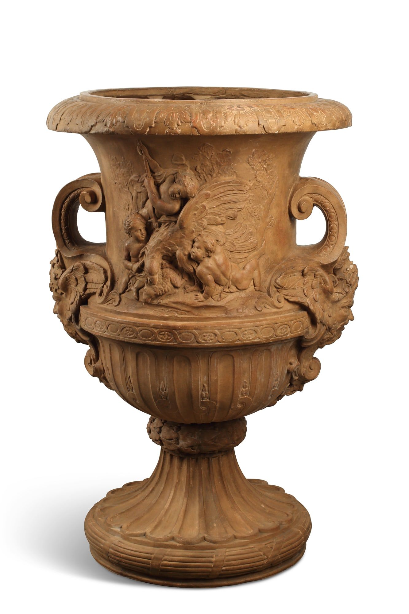 AN TINTED TERRACOTTA GARDEN URN  2fb3dc0