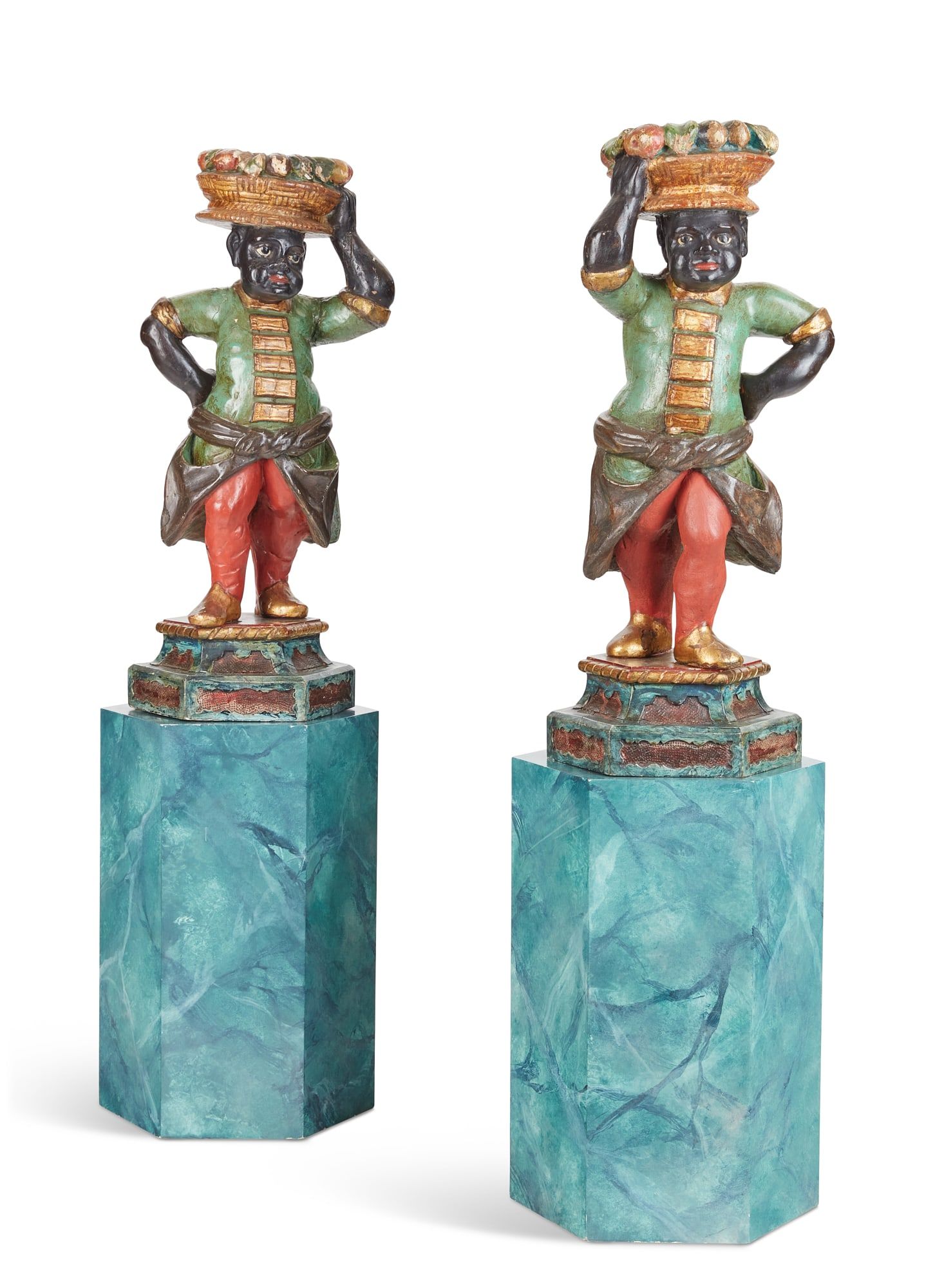 A PAIR OF VENETIAN FIGURES ON HEXAGONAL 2fb3e93