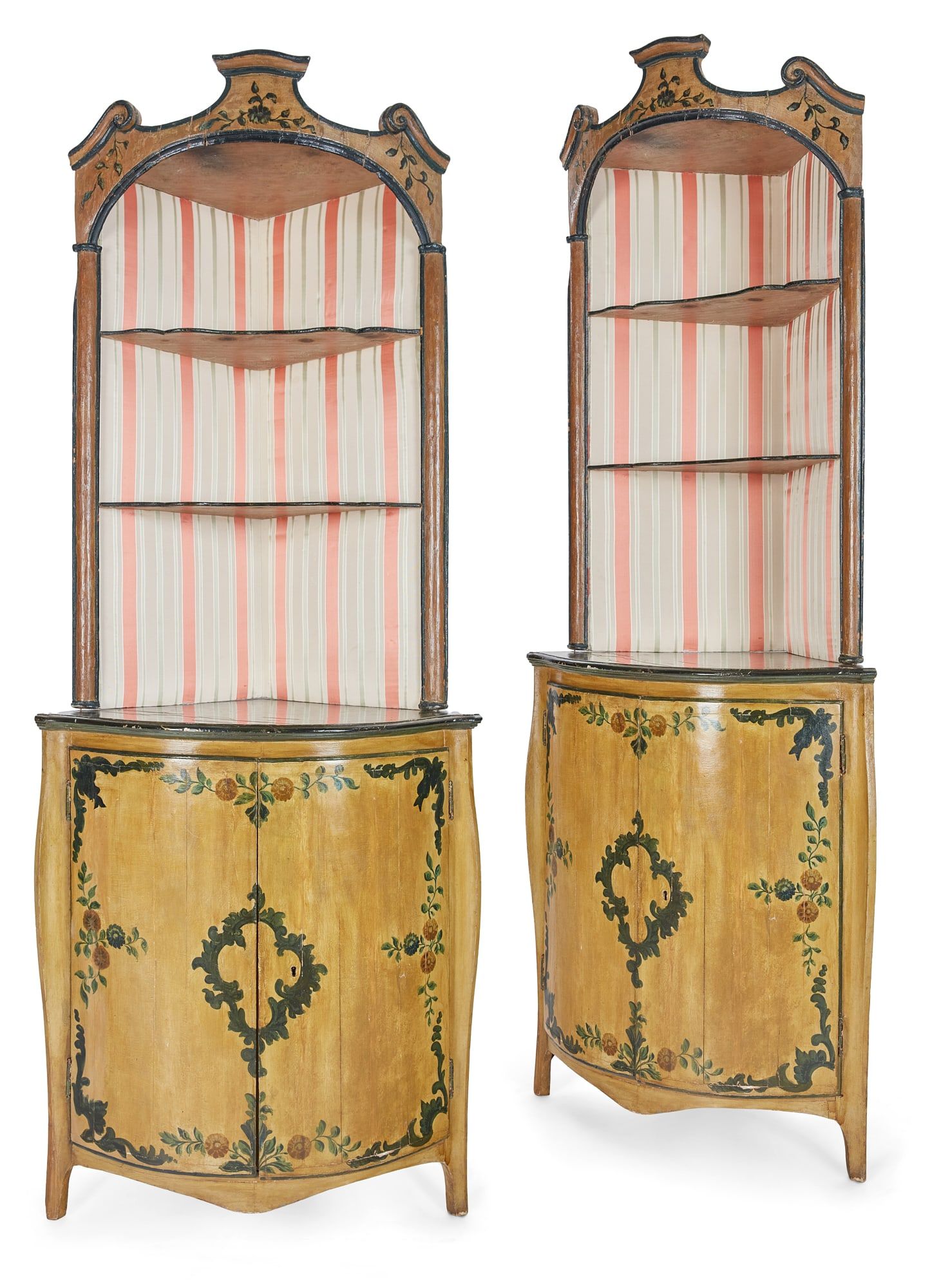 A PAIR OF ITALIAN ROCOCO CORNER CUPBOARDSA