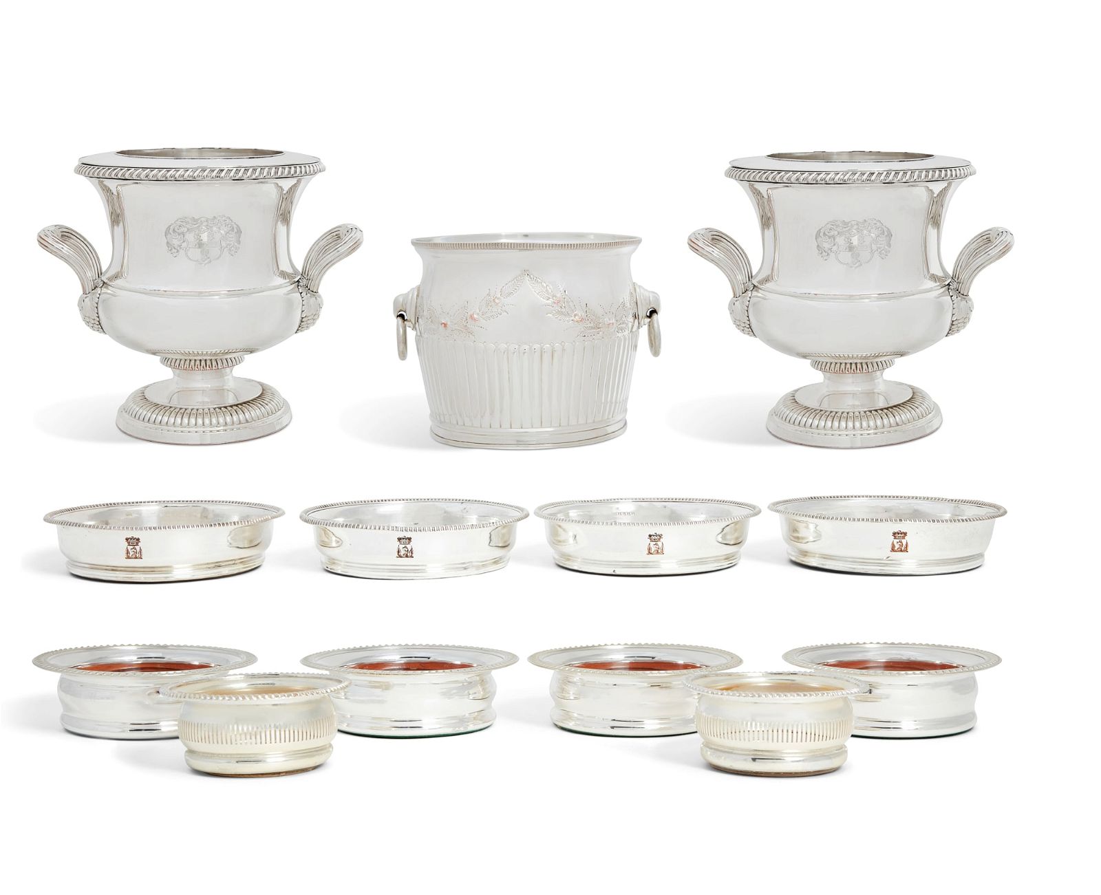 A GROUP OF ENGLISH SILVER PLATE WINE