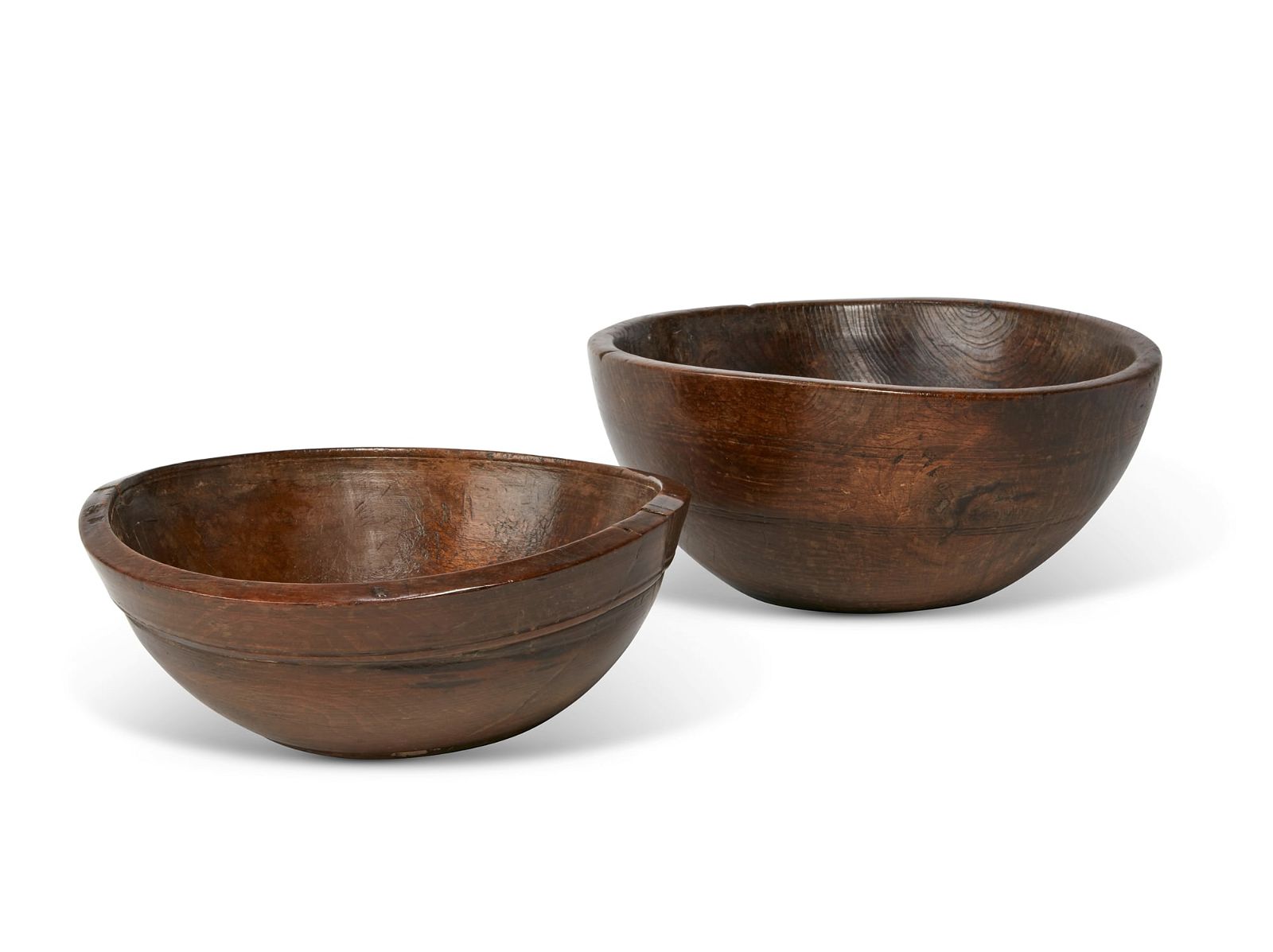 TWO RUSTIC TURNED TREEN BOWLSTwo 2fb3e56