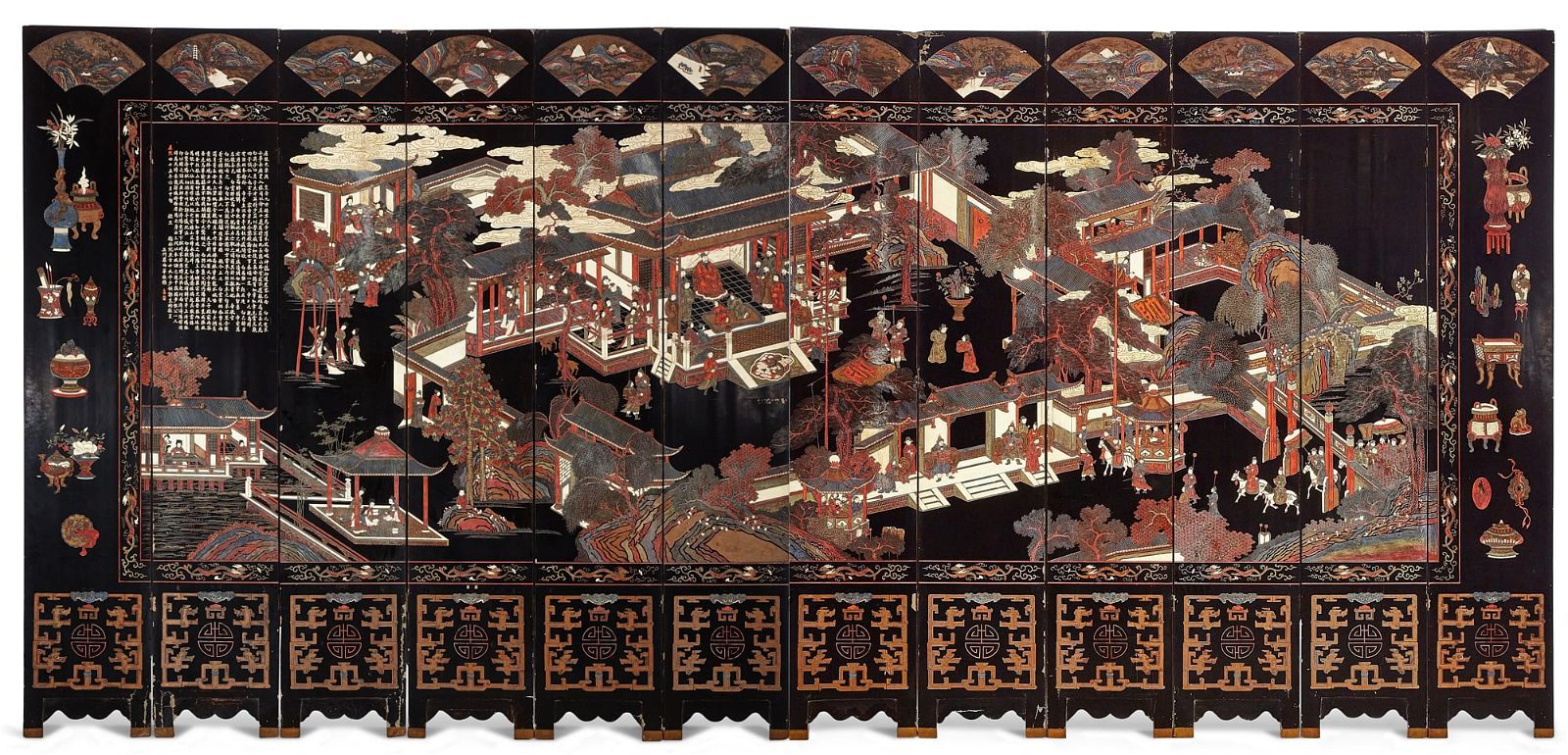 A CHINESE LACQUER TWELVE PANEL 2fb3eb3
