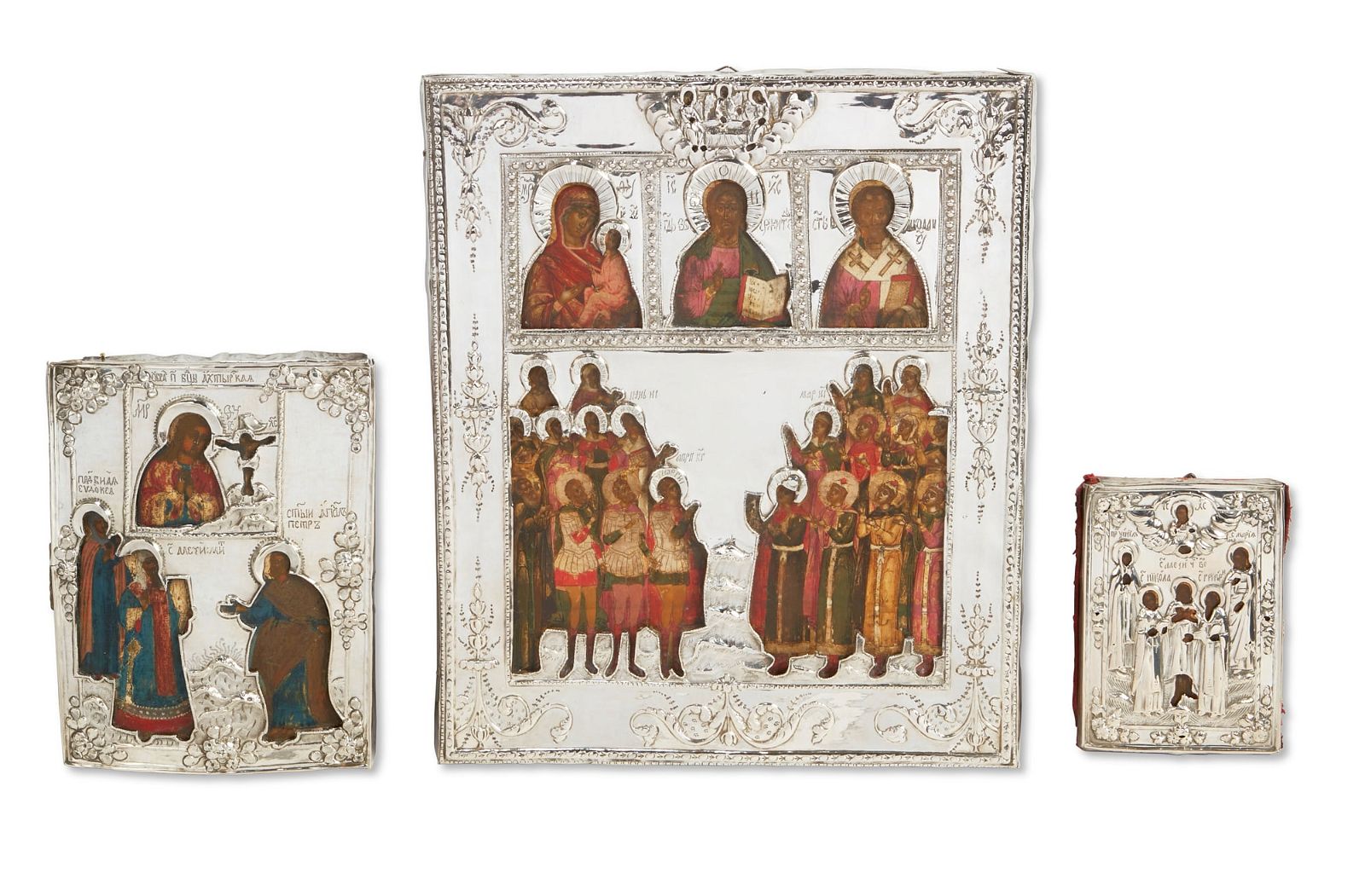 THREE RUSSIAN ICONS WITH SILVER 2fb3f1d