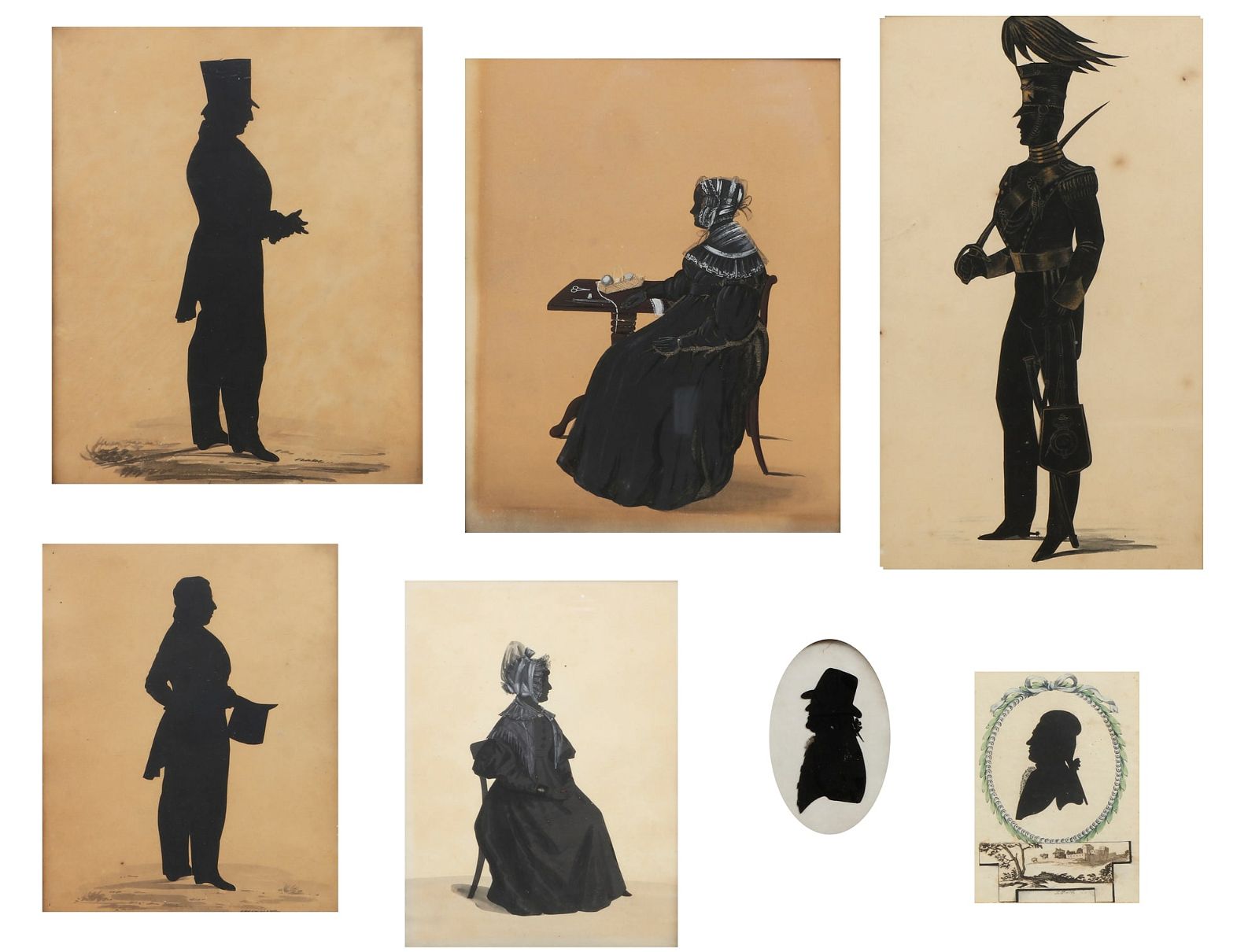 A GROUP OF SEVEN SILHOUETTES, 19TH CENTURYA