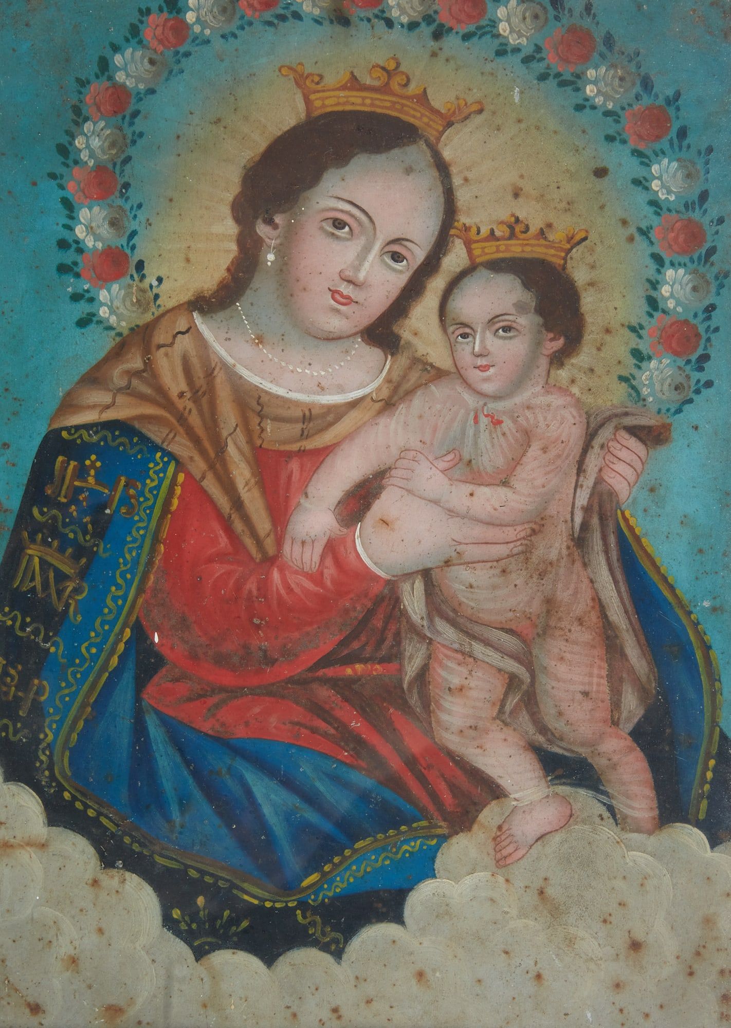 A SPANISH COLONIAL PAINTING OF MOTHER