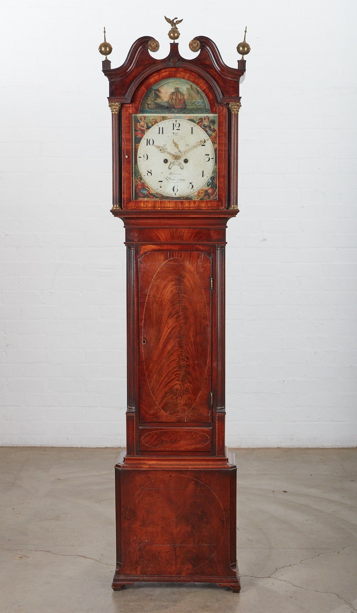 AN ENGLISH MAHOGANY TALL CASE CLOCKAn