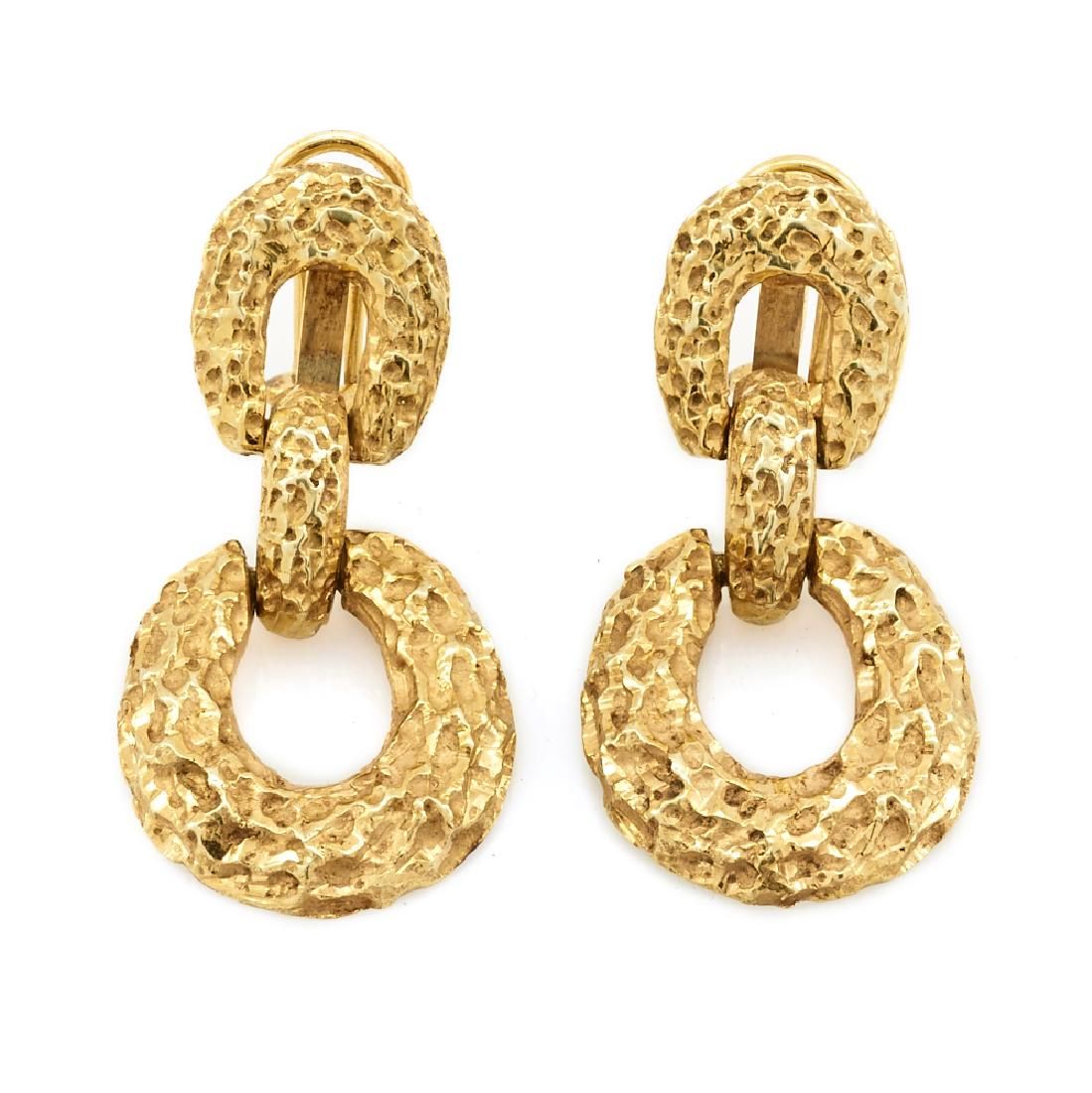 14K YELLOW GOLD TEXTURED EARRINGS14k