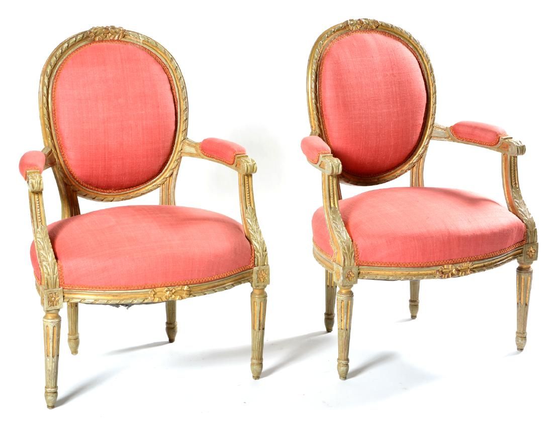 PAIR OF FRENCH OPEN ARMCHAIRSPair 3d1982