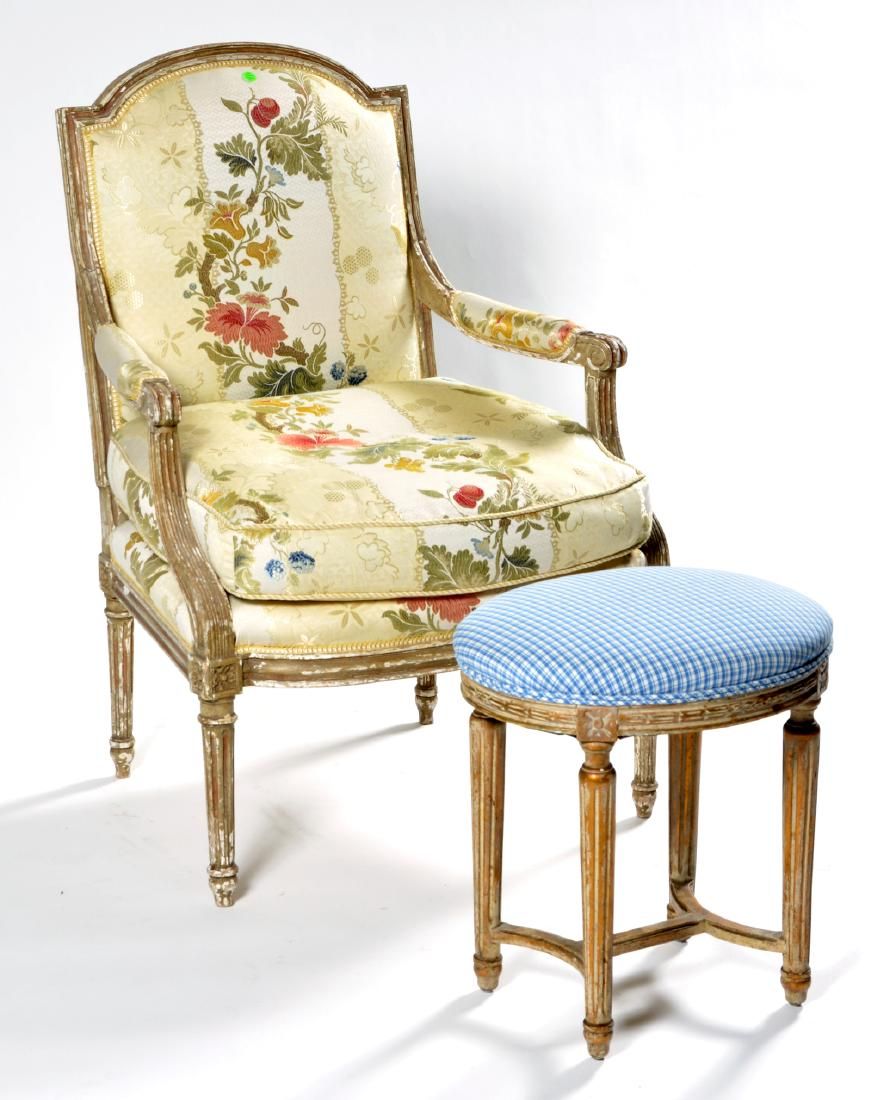 FRENCH OPEN ARMCHAIR WITH ASSOCIATED