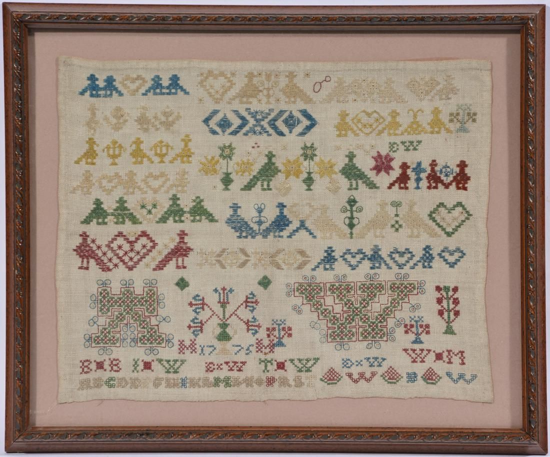 SAMPLER DATED 1775 WITH INITIALS  3d1a1d