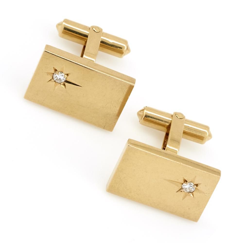 14K YELLOW GOLD DIAMOND CUFFLINKS14k