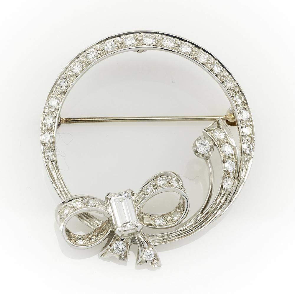 14K WHITE GOLD AND DIAMOND BROOCH 14k 3d1a9e