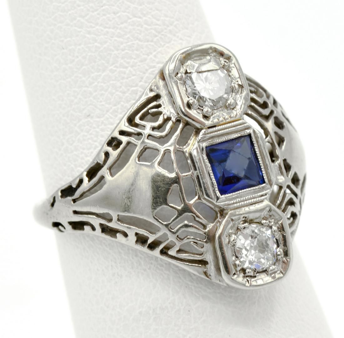 14K WHITE GOLD DIAMOND SAPPHIRE 3d1aae