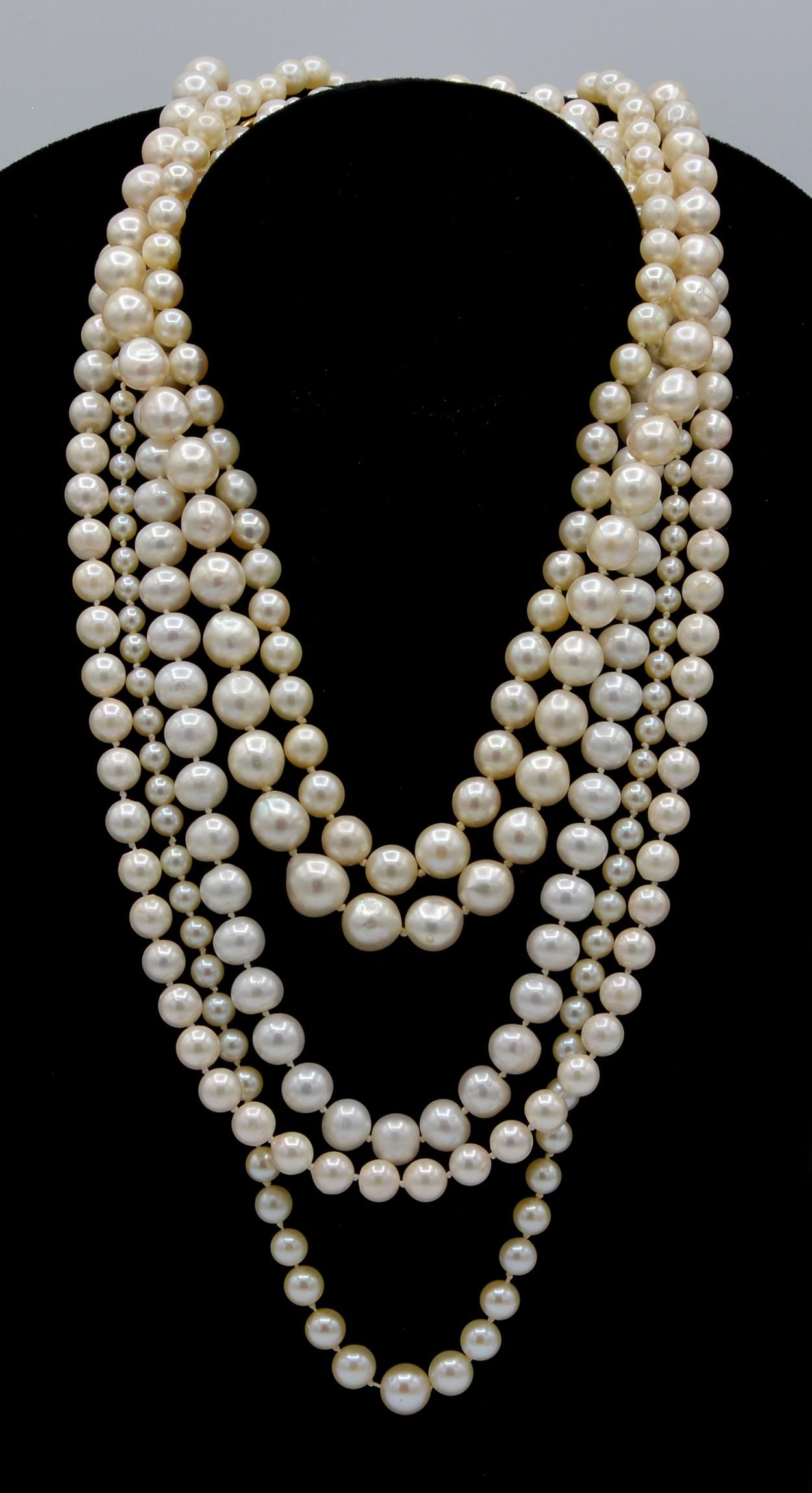 LOT FIVE PEARL NECKLACES INCLUDING 3d1acf