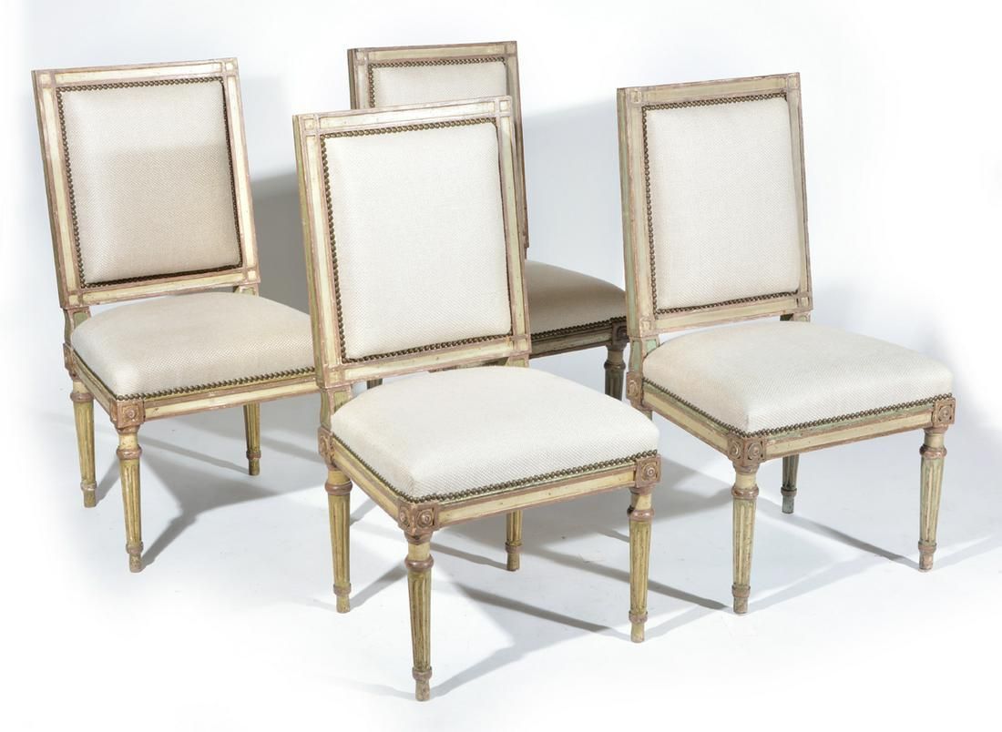 SET OF 4 FRENCH SIDE CHAIRS 18TH 3d1b7b