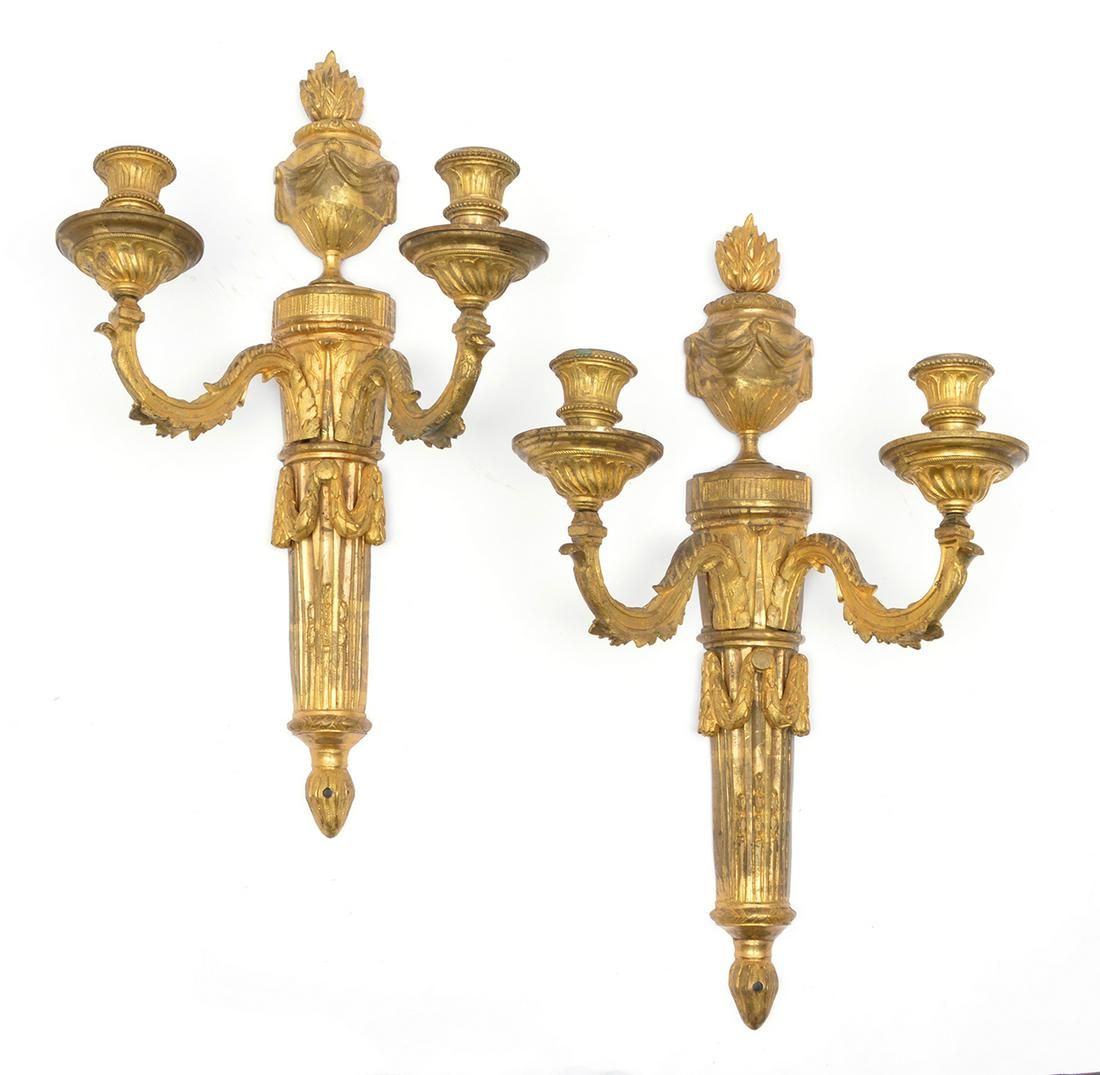 PAIR OF EARLY FRENCH GILT BRONZE