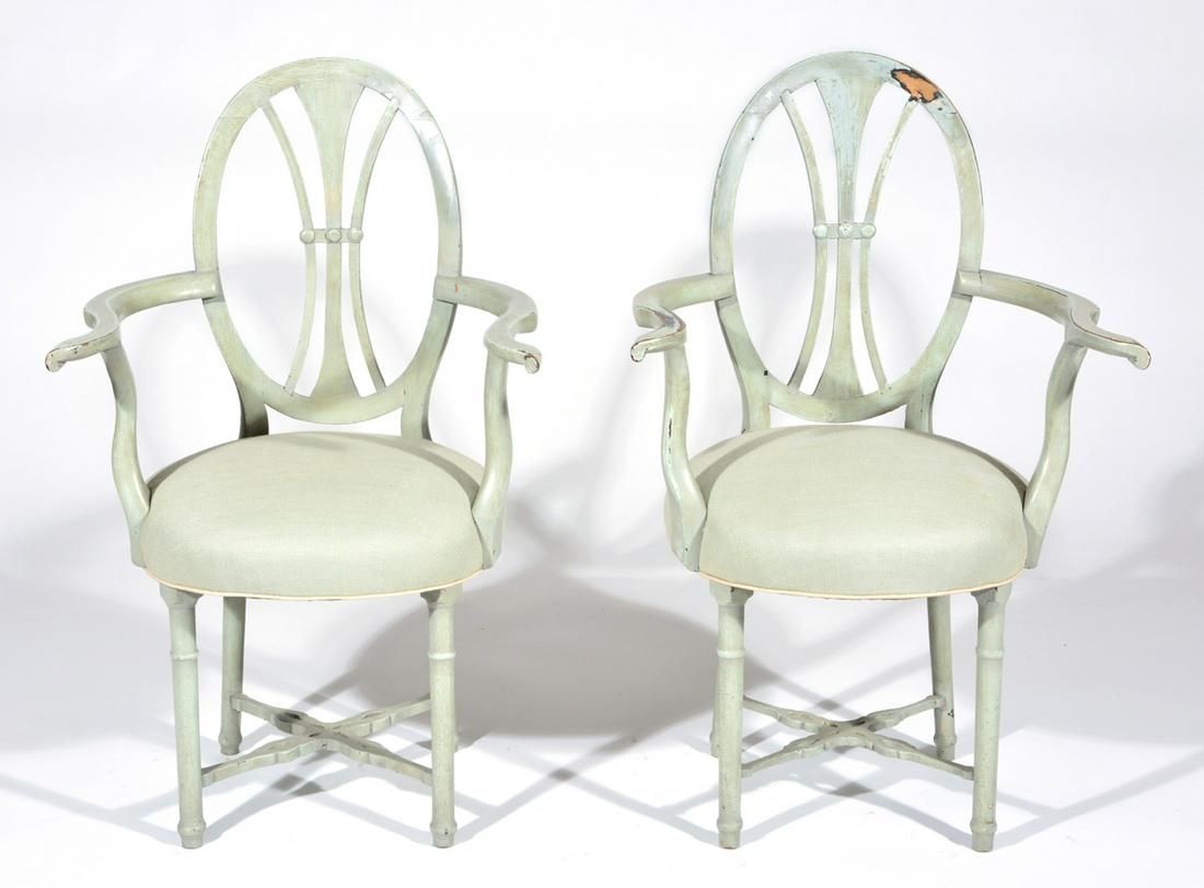 PAIR OF FRENCH OVAL BACK OPEN ARMCHAIRSPair 3d1b8d