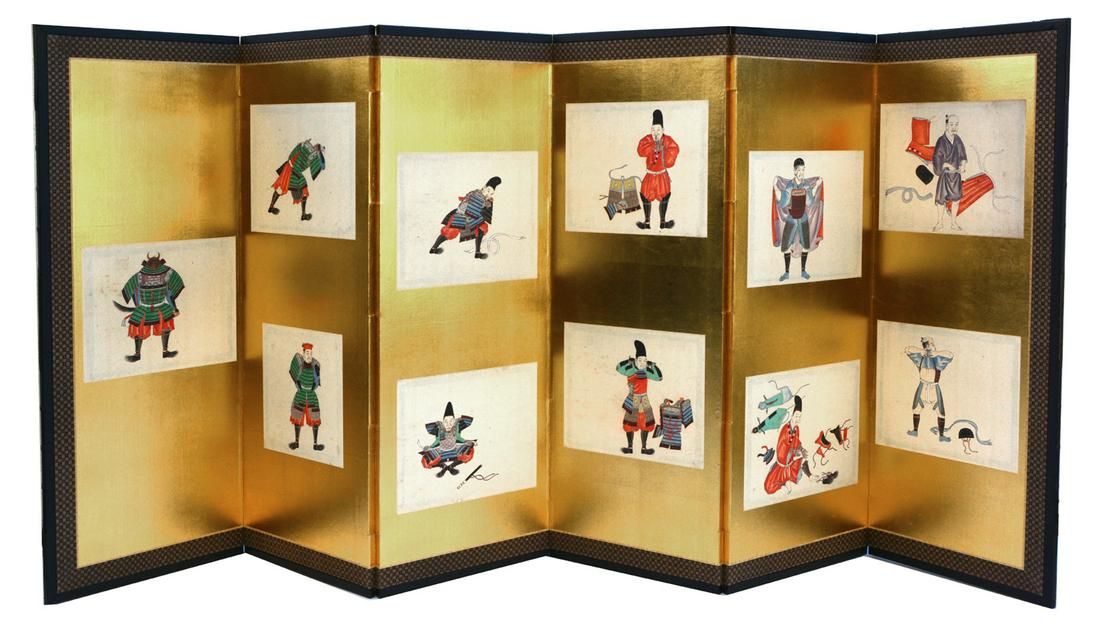 JAPANESE 6 PANEL SCREEN 11 SAMURAI 3d1b94