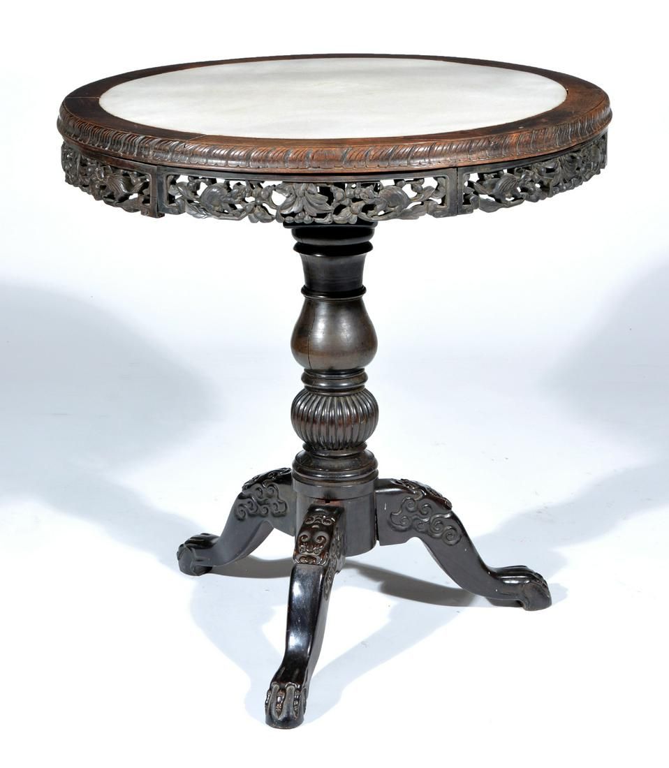 CHINESE CARVED SIDE TABLE, INSET