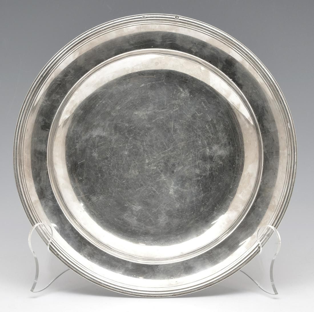 SILVER DINNER PLATE, POSSIBLY FRENCH.