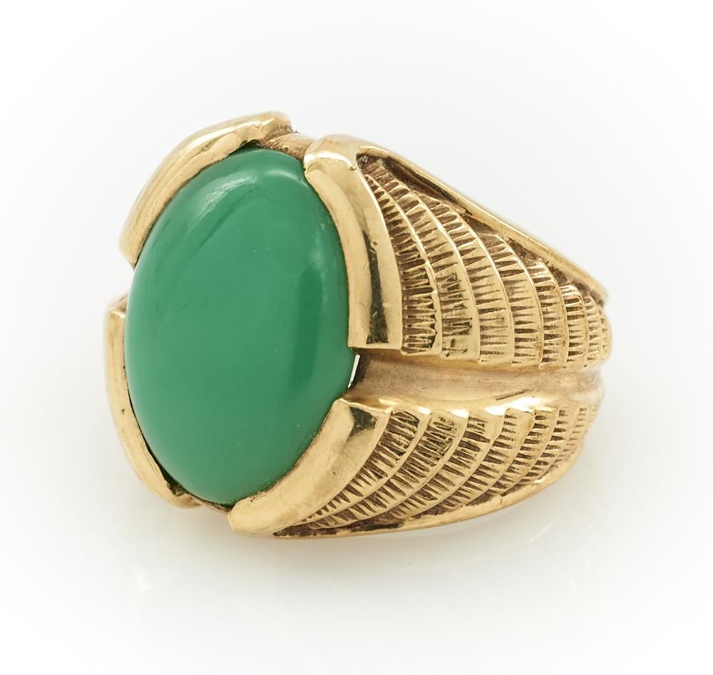 14K YELLOW GOLD JADE RING WITH 3d1c51