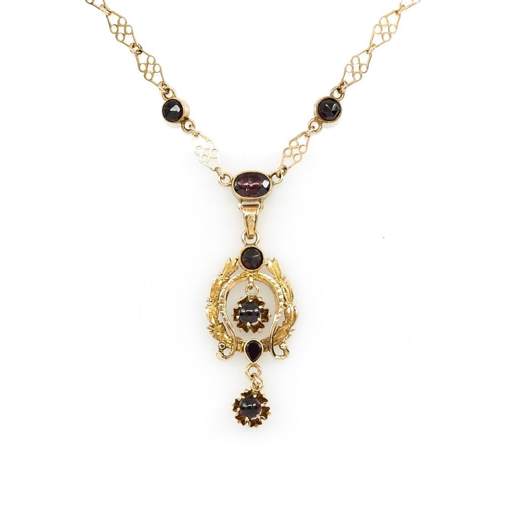 9K YELLOW GOLD GARNET NECKLACE9k 3d1c75