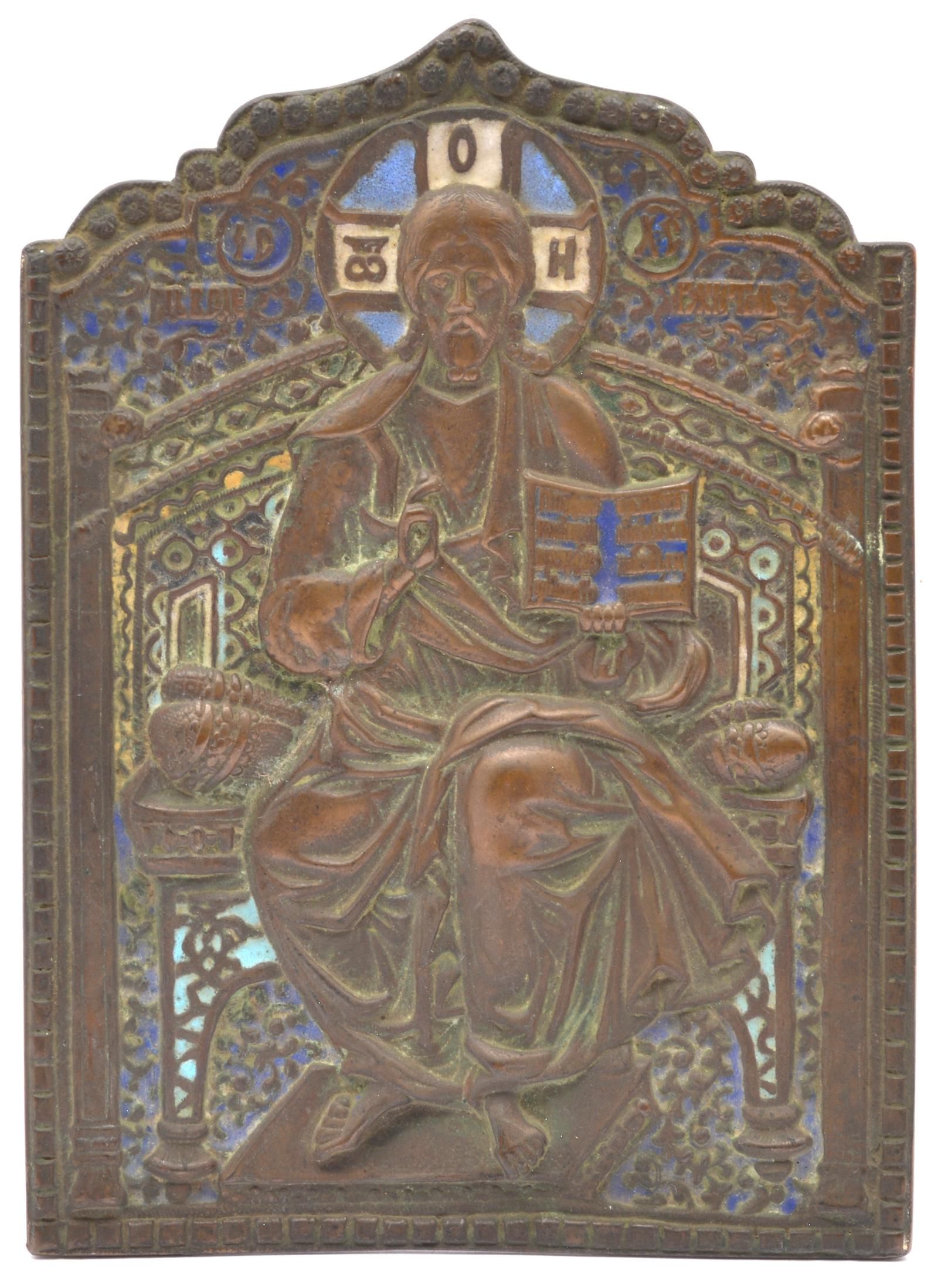 BRONZE ICON OF A SEATED CHRIST 3d1c91