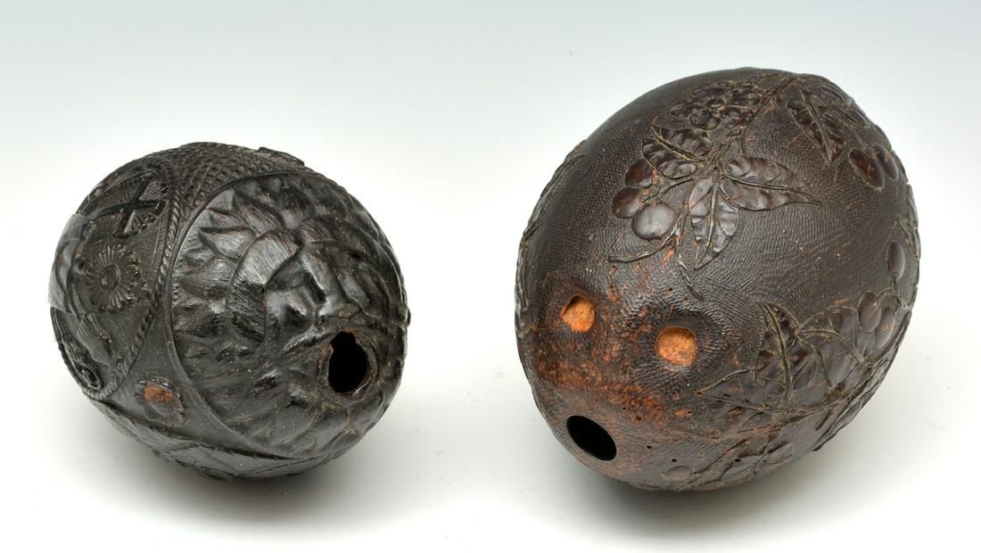2 COCONUT SHELL CARVINGS2 Coconut