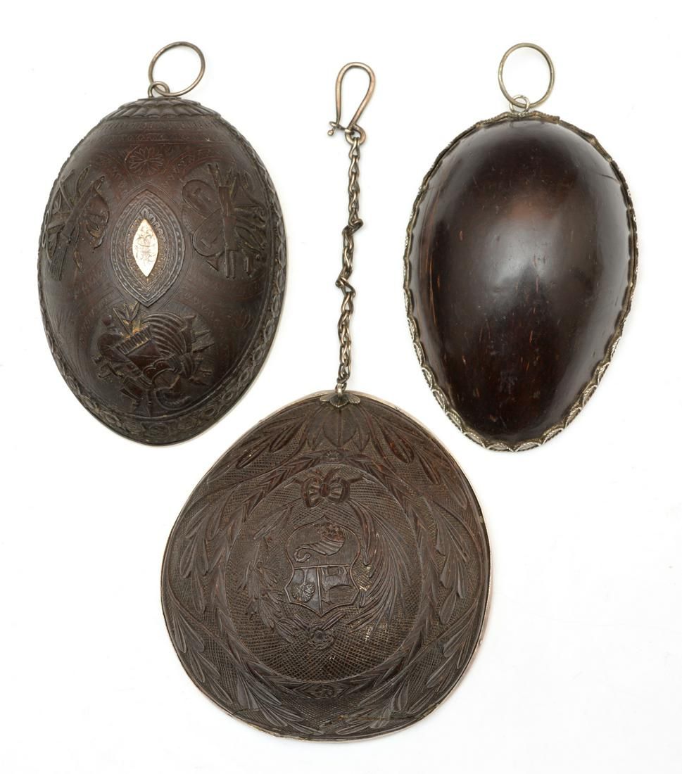 3 COCONUT SHELL CARVINGS3 Coconut