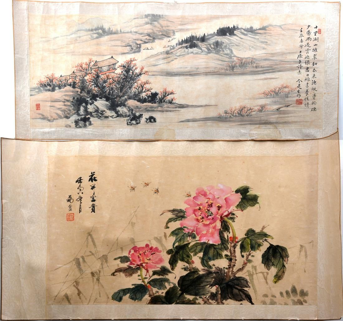 2 CHINESE SCROLL PAINTINGS LANDSCAPE 3d1d40