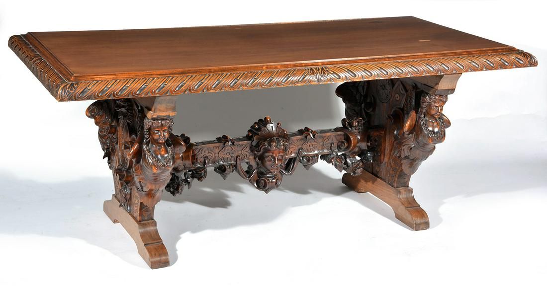 CARVED LIBRARY TABLE ATTRIBUTED 3d1d7b