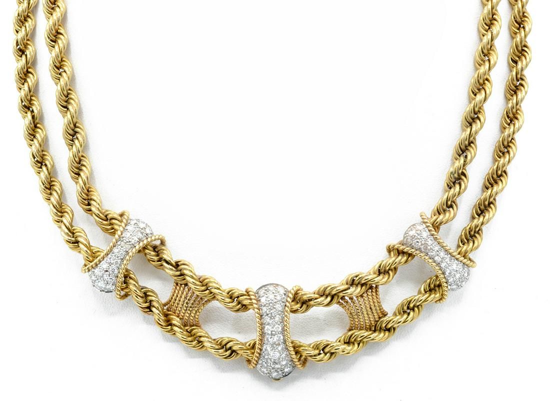 14K WHITE AND YELLOW GOLD DOUBLE