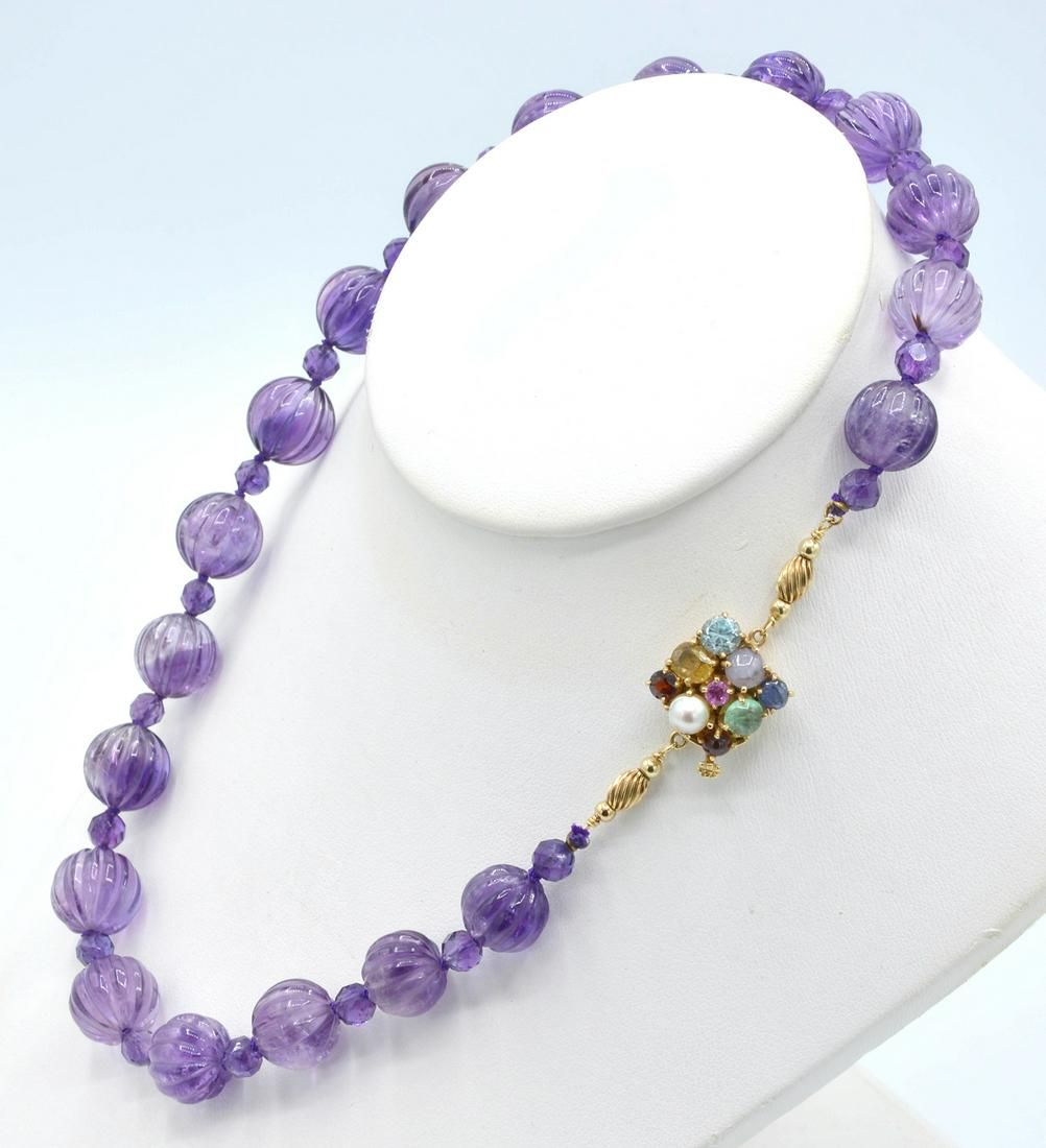 AMETHYST & 14K GOLD NECKLACE WITH