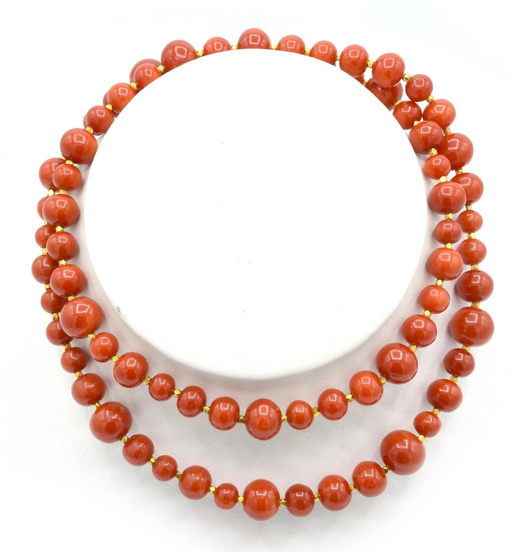 RED CORAL NECKLACE WITH 14K GOLD 3d1dc1