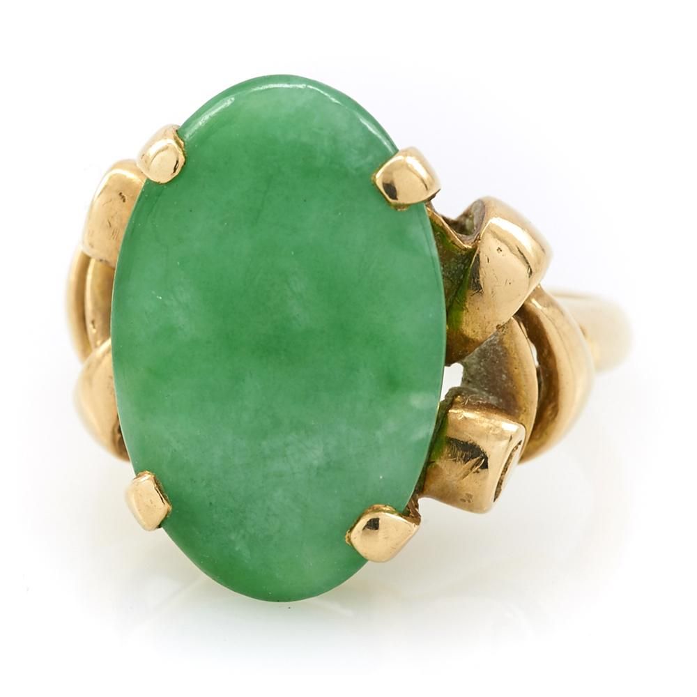 14K YELLOW GOLD AND JADE RING WITH 3d1deb