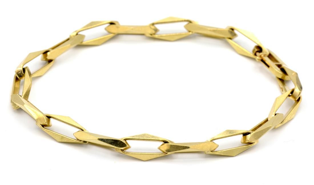 14K YELLOW GOLD FACETED LINK BRACELET14k