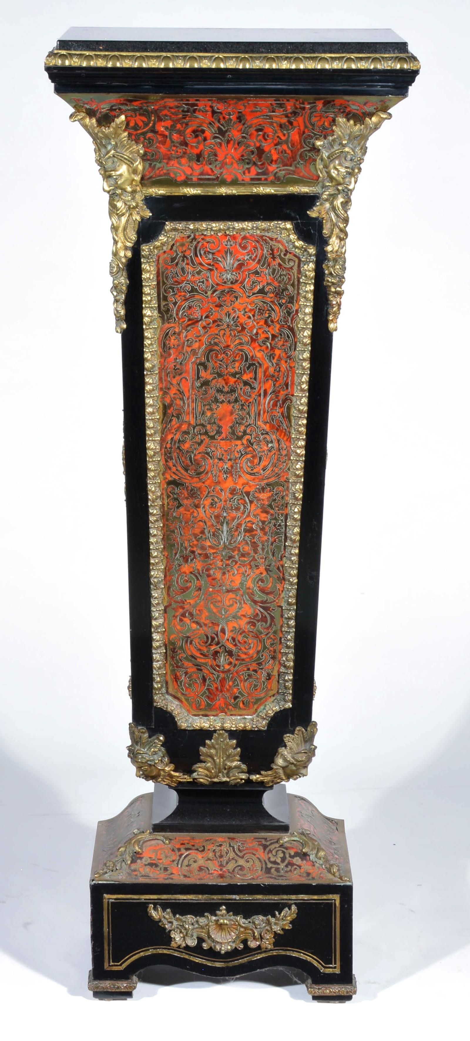 FRENCH BOULLE AND EBONIZED PEDESTAL.