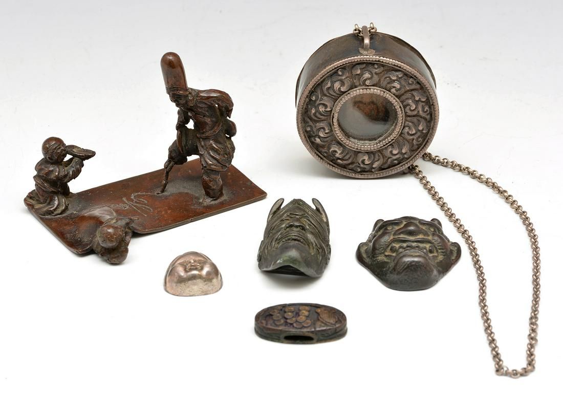 GROUPING OF 6 PIECES OF ASIAN BRONZE