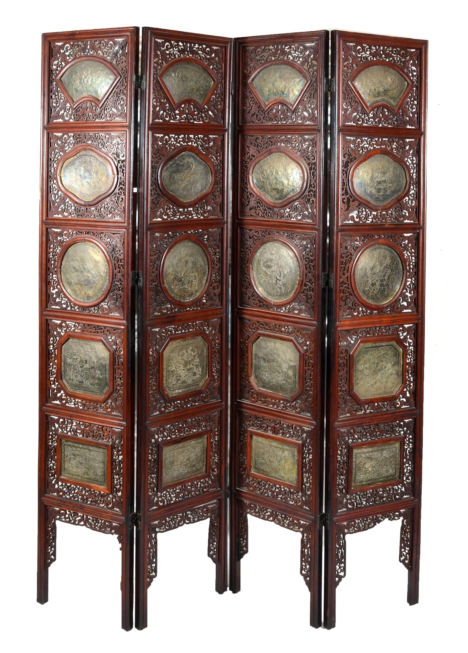 4 PANEL CHINESE SCREEN WITH DECORATED 3d1e75