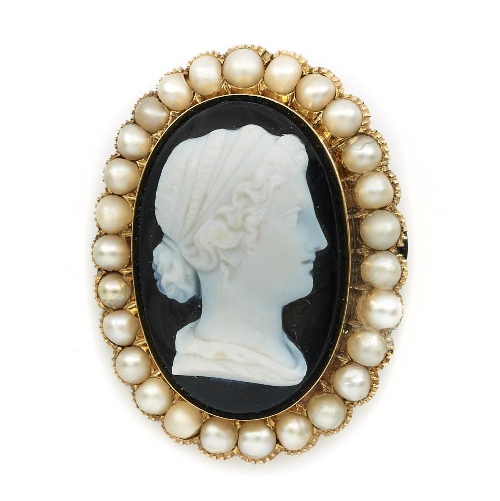 14K YELLOW GOLD CAMEO BROOCH WITH
