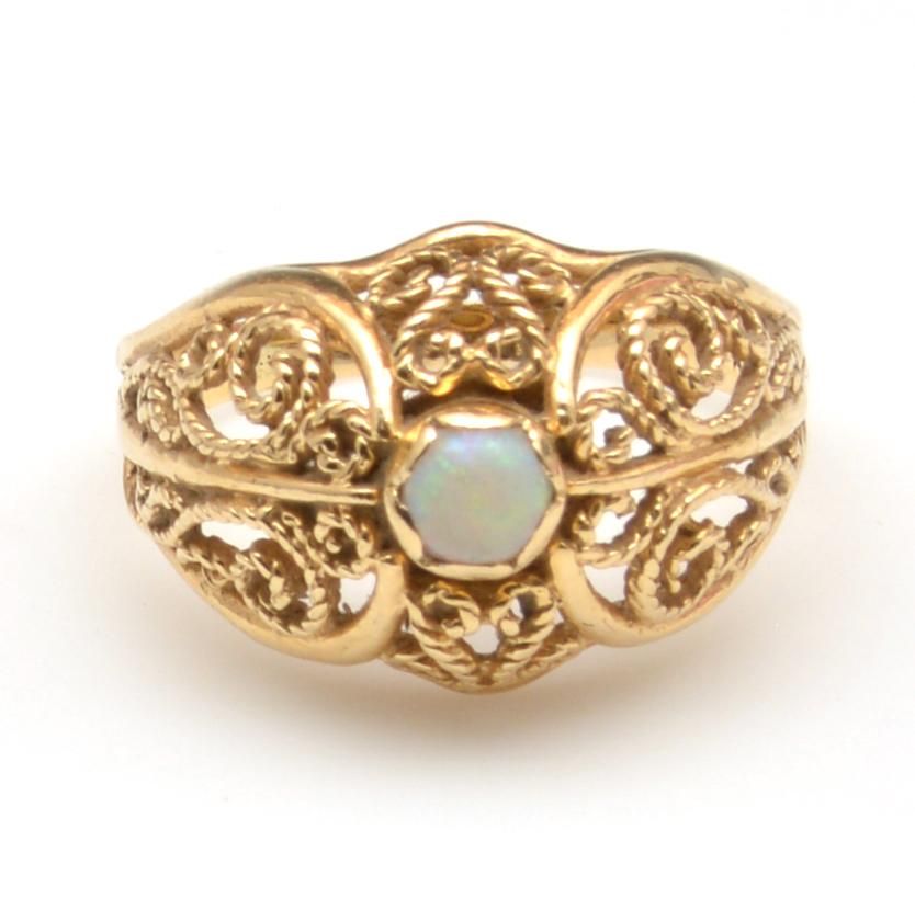 14K YELLOW GOLD OPEN FILIGREE RING